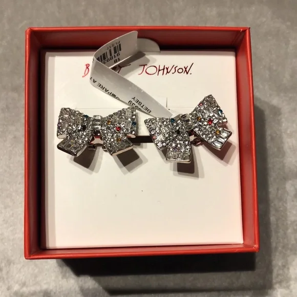 Betsey Johnson Women’s Rhinestone Bow Earrings - Picture 3 of 3